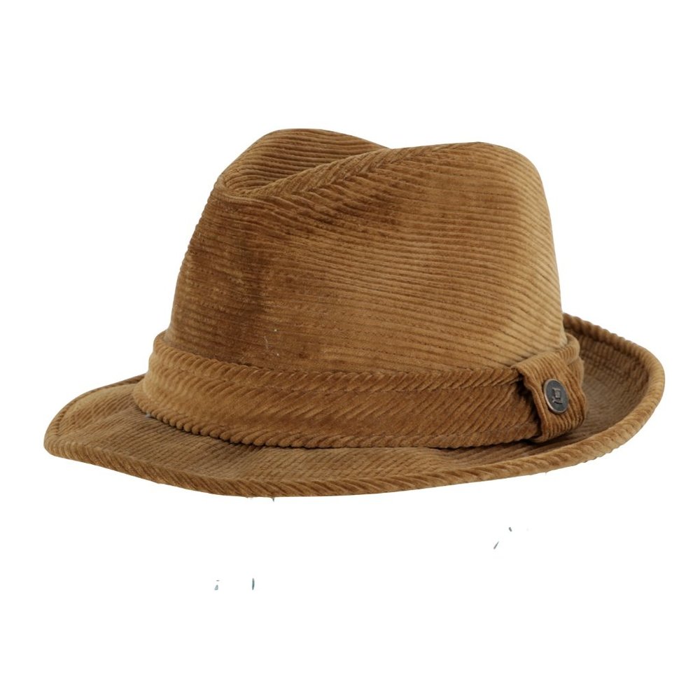 Vintage 50s Rockabilly Union Made Corduroy Fedora Hat Cap Brown USA